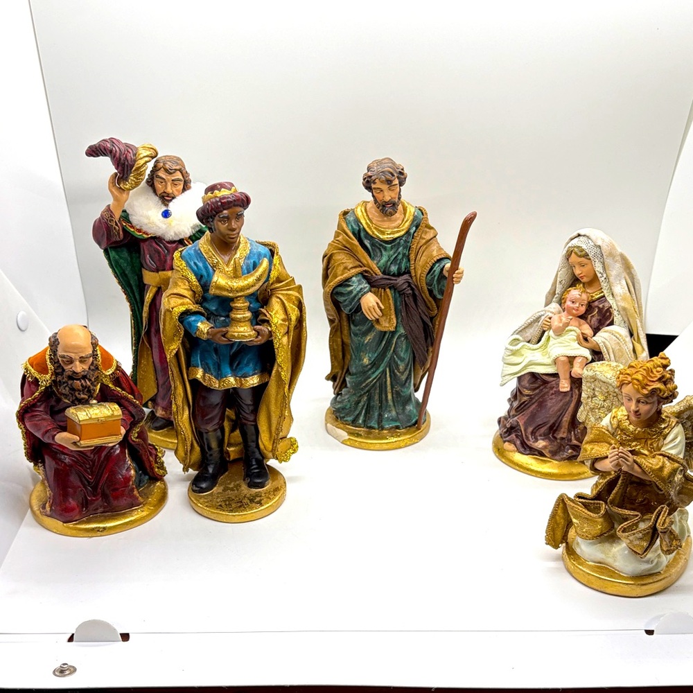 Midwest Nativity Set Vintage Fabric Mache Christmas